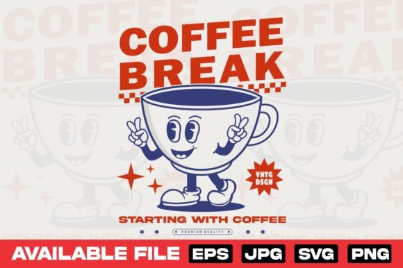 Coffee Cup Cartoon Character Design for Modern Streetwear
