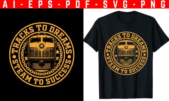 Tracks to Dreams: Train-Inspired T-Shirt Design Assets